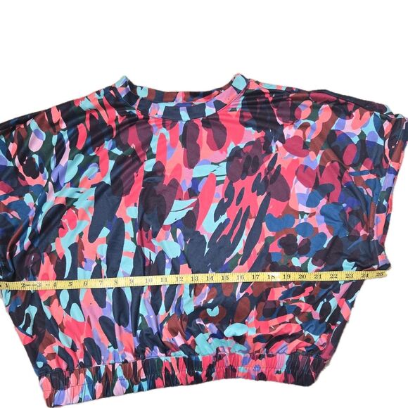Tek Gear Womens Top Size XL Multicolor Short Sleeve Crop Elastic Band Athletic - Picture 6 of 6